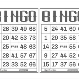 1200 Printable Bingo Cards, 2 per page, Large, Activities for Seniors, Kids, Holidays, Parties Games for Adults, Zoom Bingo Cards, 1-75 Ball