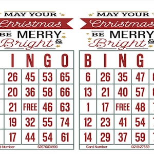 1200 druckbare Bingo Karten, 2 pro Seite, groß, Weihnachts Bingo Spiel, Sofort Download Druck, Weihnachts Bingo Karten