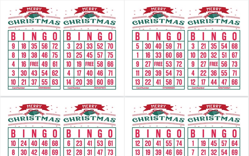 1200 Printable Bingo Cards 2 per Page Large Christmas Bingo - Etsy