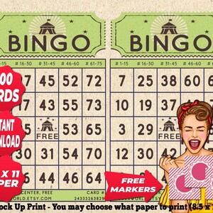 1200 kart bingo w kolorze zielonym, motyw vintage, PDF, natychmiastowy wydruk, zabawa, zbiórka funduszy, 1 do 75 piłek, klasyczna gra BC038