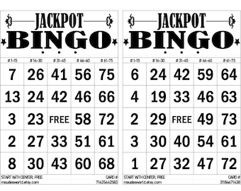 1200 Printable Bingo Cards, 2 per page, Large, Activities for Seniors, Kids, Holidays, Parties Games for Adults, Zoom Bingo Cards, 1-75 Ball