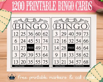 1200 Printable Bingo Cards + 100 Bonus Free - Classic 75 Balls Bingo Game Perfect for Parties and Fundraising Events Instant PDF Download