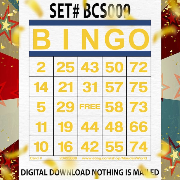 Free Large Printable Bingo Cards Etsy