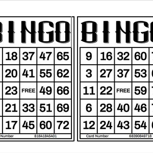 1200 cartones de bingo imprimibles, 2 por página, grandes, actividades para personas mayores, niños, días festivos, juegos de fiestas para adultos, cartones de bingo Zoom, 1-75 bolas