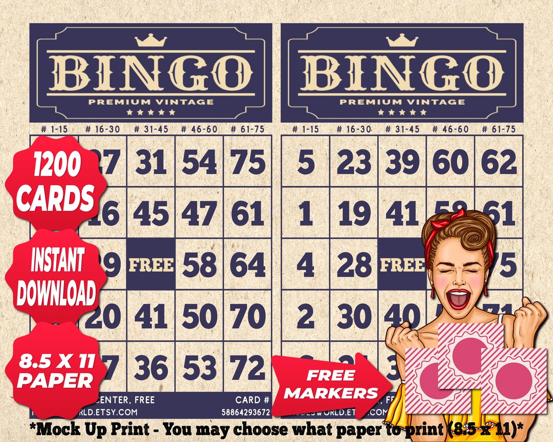 1200 Bingo Cards Purple Color Vintage Theme PDF Instant Printable Fun ...