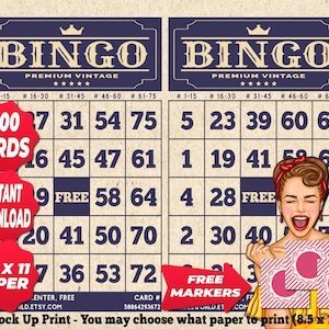1200 cartelle Bingo colore viola tema vintage PDF stampabile istantaneamente divertente festa da 1 a 75 palline gioco classico BC025