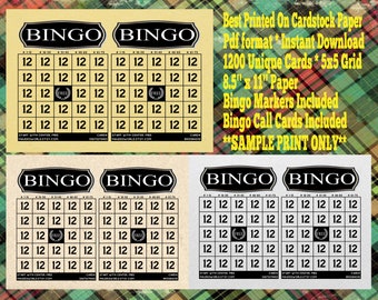 1200 Cartones de Bingo Color Negro Tema Vintage PDF Fiesta Divertida  Imprimible Instantánea 1 a 75 Bolas Juego Clásico -  España