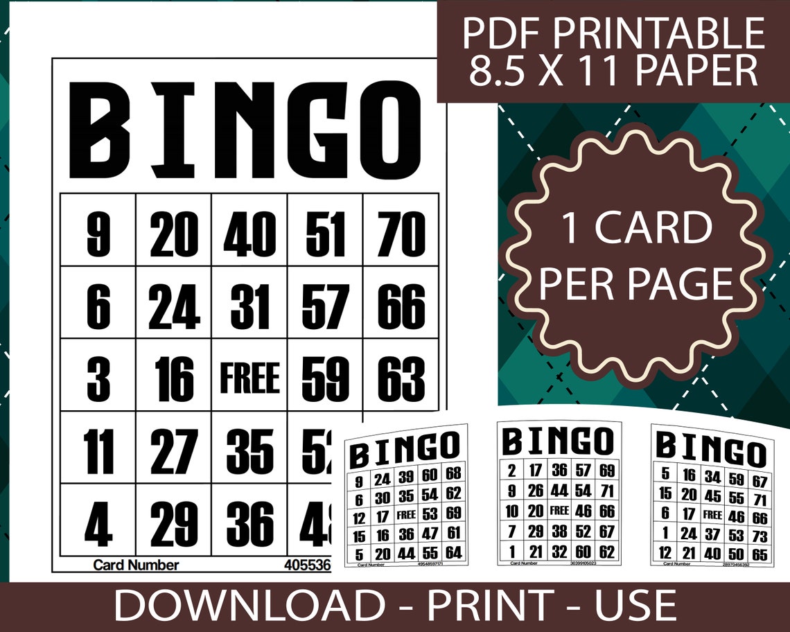 1800 Printable Bingo Cards, 1 per Page, Party Favors Supplies for All ...