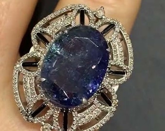 【美麗】天然タンザナイト・スター・シルバー・リング