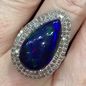Radiant Fire Opal Ring - 925 Sterling Silver, Pavé Diamond Accents, Handcrafted Jewelry, Ideal for Daily Wear or Special Birthday Present