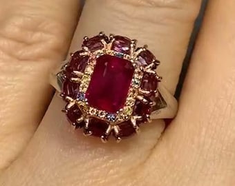 美しいインド占星術の9つの宝石リング、925スターリングシルバー