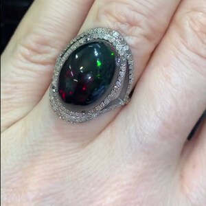 Radiant Fire Opal Gemstone Ring - Handcrafted in 925 Sterling Silver with Pave Diamonds. A Timeless Gift for Her, Perfect for Birthdays Gift