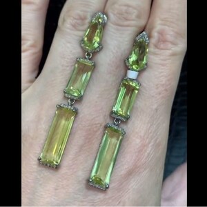 Citrine & Diamond Earrings - Handcrafted in 925 Sterling Silver, Perfect for New Year&#39;s, Birthday Celebrations, and Glamorous Parties