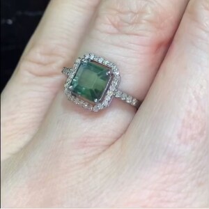 Handcrafted 925 Sterling Silver Ring Natural Tourmaline Gemstone adorned with Pave Diamonds - Perfect Cocktail Ring & Mother&#39;s Day Gift