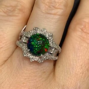 Natural  Fire Opal Engagement Ring, Pave Diamond Women's Ring, 925 Sterling Silver, Perfect for Wedding Anniversary Gift, Gemstone Jewelry