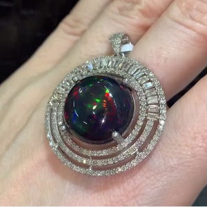 Fire Opal Gemstone Pendant Handcrafted Beauty in 925 Sterling Silver with Pave Diamonds, Unique Expression of Love, Perfect Anniversary Gift