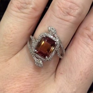 Handcrafted Tourmaline Gemstone Cocktail Ring - Elegant 925 Sterling Silver with Pavé Diamonds, Perfect for Birthdays & Mother’s Day Gift