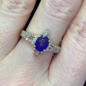 Blue Sapphire Cocktail Ring with Pavé Diamonds - Exquisite Handcrafted 925 Sterling Silver, Perfect for Mother&#39;s Day & Special Occasions