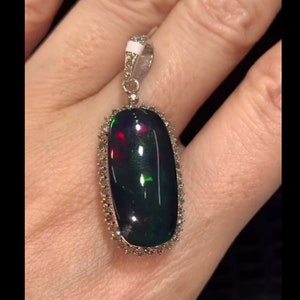 Exquisite Fire Opal Gemstone Pendant - 925 Sterling Silver with Pavé Diamonds, Handcrafted, Unique Love Expression, Ideal Anniversary Gift