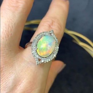 Natural Opal Gemstone AAA Quality Gemstone Pave Diamond Jewelry, Latest Design Jewelry, 925 Sterling Silver Jewelry / Gift For Her Love Gift