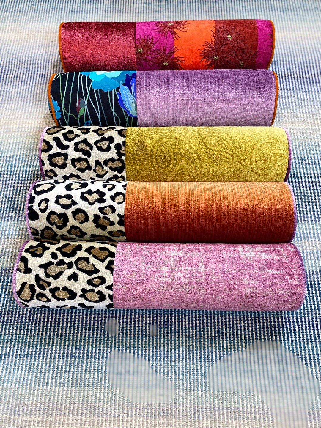 Velvet Bolster Pillow, Custom Bolster Pillow, Luxury Bolster Throw