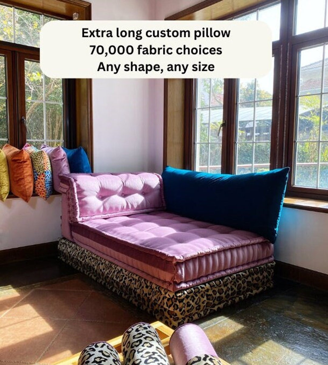 Extra Long Lumbar Pillow Cover, Long Velvet Throw Pillow, Long Lumbar Cushion, Custom Size