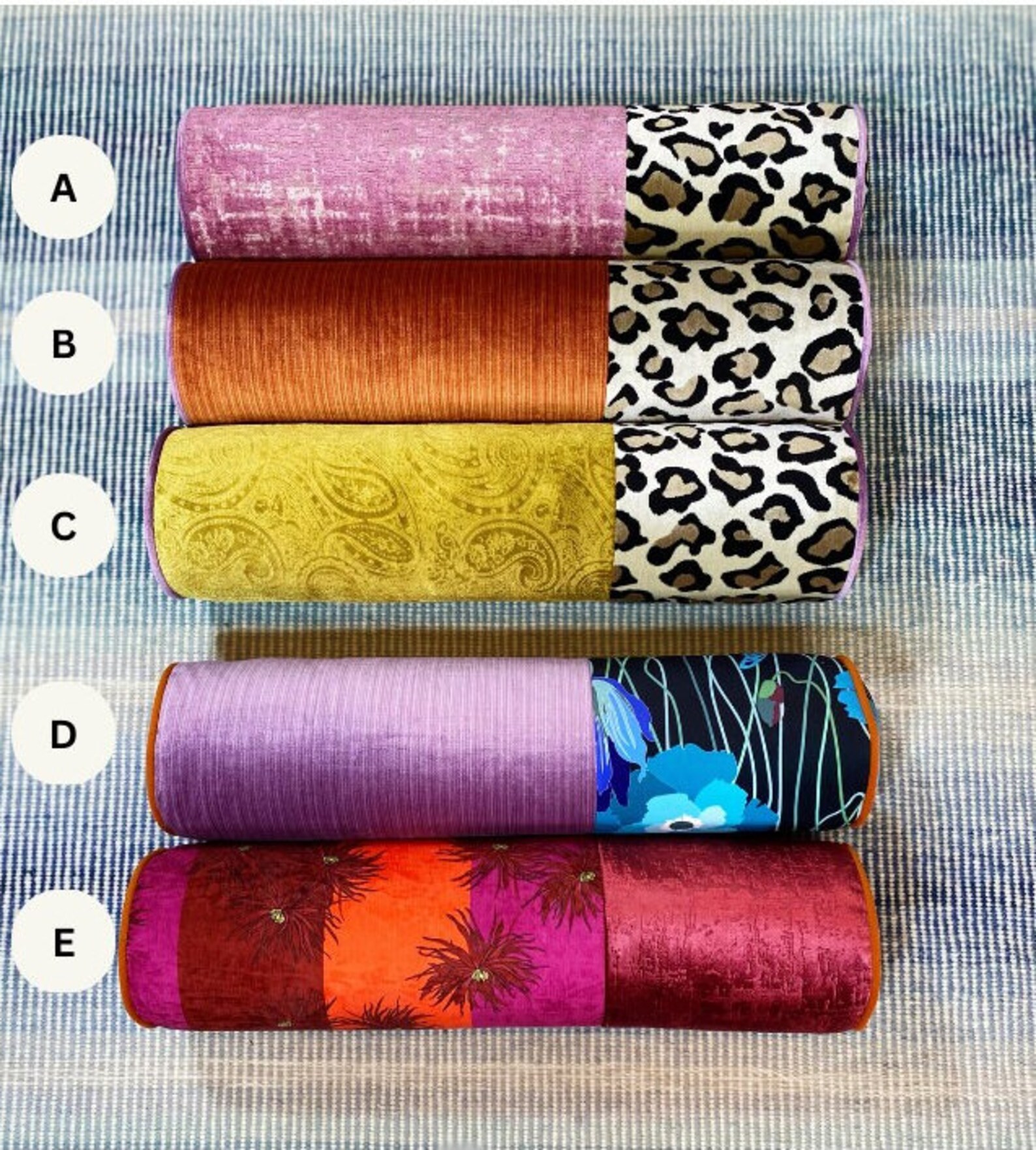 Velvet Bolster Pillow, Custom Bolster Pillow, Luxury Bolster Throw