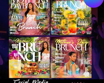 Modèle de Flyer pour le brunch de la fête des Mères, invitation à une fête (téléchargement numérique)