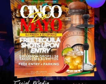 Modèle de Flyer de fête à Cinco De Mayo, article modifiable sur les réseaux sociaux Canva