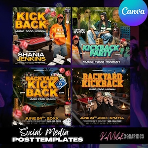 Backyard Kickback Flyer Flyer (4 TEMPLATES), Event flyer, Birthday Party Flyer, Outdoor Event Flyer, Game night flyer, House party, Kickback