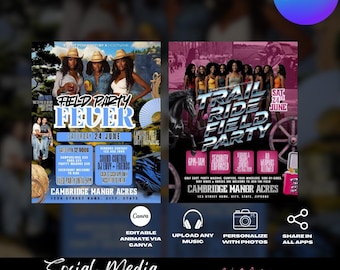 Trail Ride Flyer Templates, ATV, Dirtbike Party (Editable Canva Digital Product)