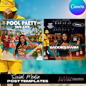 Pool Party (2 TEMPLATES) Wet And Wild Pool Party, Beach Party Flyer, Beach Party, Club flyer, Yacht Party, Water Party, Event Flyer