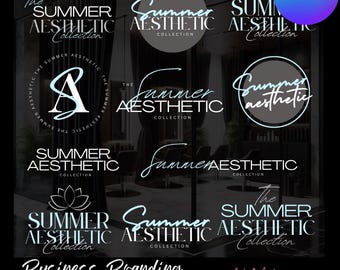 Paquete de logotipos personalizados para marcas de belleza y peluquería (Canva editable)