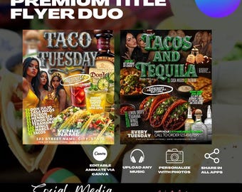 Taco Tuesday Flyer Templates, Restaurant Marketing (Canva Editable)