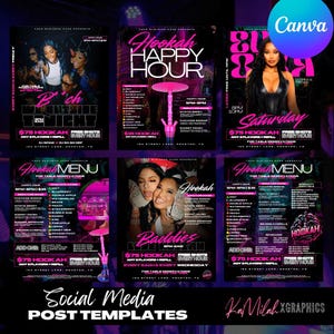 Shisha Flyer (6 VORLAGEN), Shisha Menü, Event Flyer, Shisha Party Flyer, Party Flyer, Shisha Lounge, Ladies Night, Shisha Bar, Getränkekarte