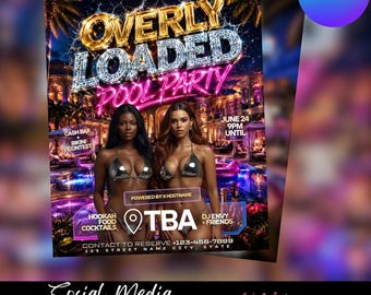 Modèles de Flyer Pool Party éditables sur toile (téléchargement numérique)