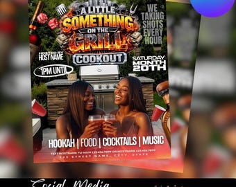 Editable Backyard Cookout Flyer Template, BBQ Party Invitation (Canva)