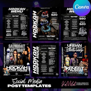 Hookah Flyer (6 TEMPLATES), Hookah menu, Event flyer, Hookah Party Flyer, Party Flyer, Hookah Lounge, Ladies night, Hookah Bar, Drink menu