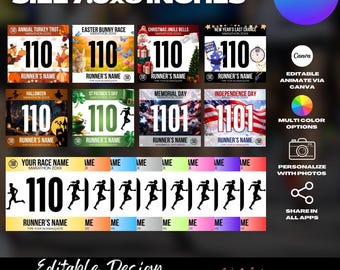 Race Bibs Template, Custom Race Bib, Printable Racing Bib, Running Race Bib Party Bundle, Racing Canva Template, Running Bibs Template
