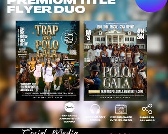 Polo Party Flyer Templates, Trap Theme, Canva Editable (Digital Download)