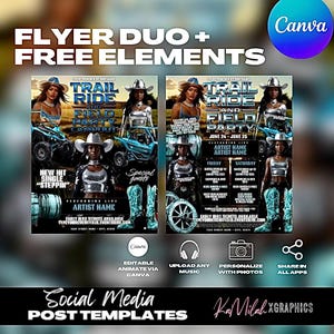Western Flyer (2 TEMPLATES), Western Party Flyer, Birthday, Night Club Flyer, Rodeo, Dukes and boots, Trail ride and Campout, Club flyer