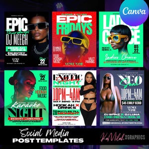 Bearbeitbare Club Flyer Vorlagen, Ladies Night, Canva (Digitaler Download)