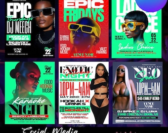 Club Flyer (6 TEMPLATES), Ladies night Flyer, Event Flyer, Party Flyer, Girls Night Flyer, Birthday Flyer, Premade template