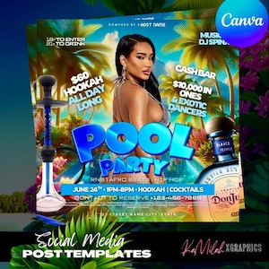 Content Media Flyer (1 VORLAGE) Pool-Party, Strandparty-Flyer, Strandparty, Pool-Party, Herrenhaus-Party, Yacht-Party, Wasserparty, Event-Flyer