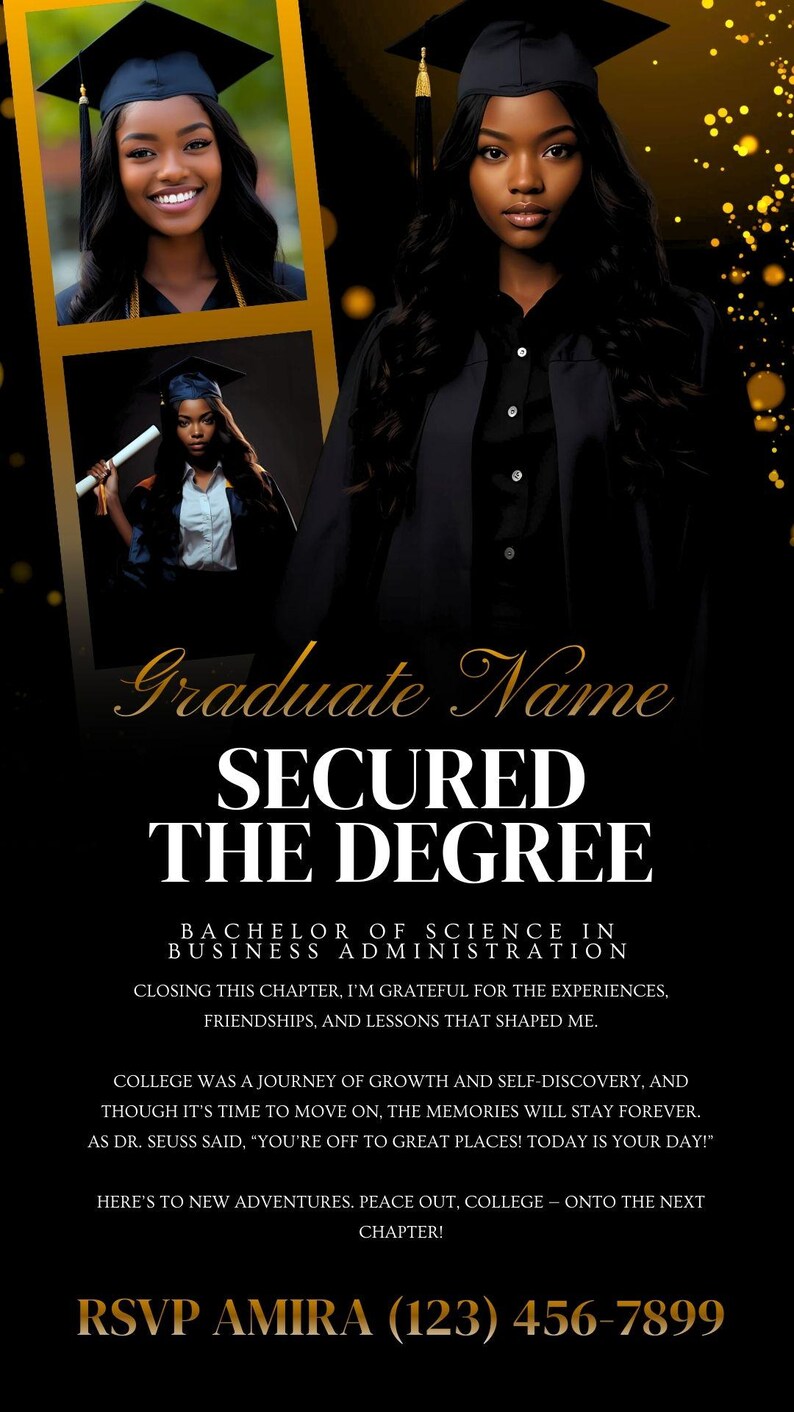 Editable Graduation Invitation Template, Canva Digital Invite - Etsy
