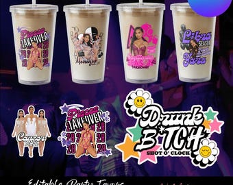 Editable Party Favors, Editable Party Cup Template, Customizable Styrofoam Cup Design, Custom Party Cups, Party Favors