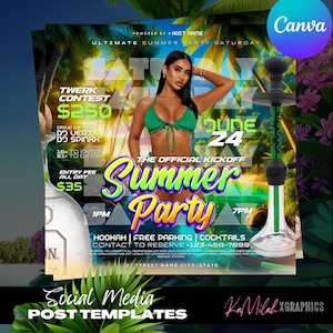 Content Media Flyer (1 VORLAGE) Pool-Party, Strandparty-Flyer, Strandparty, Pool-Party, Herrenhaus-Party, Yacht-Party, Wasserparty, Event-Flyer