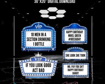 Customizable Marquee Club Sign, Birthday Sign, Bottle Service (Digital Download)