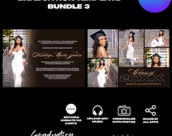 Graduation Invitation Flyer Template, Fully editable, Multicolor options (Canva Editable)