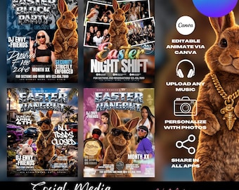 Editable Easter Flyer Template, Spring Fling, Block party, Hangout Sunday, Canva (Digital Download)